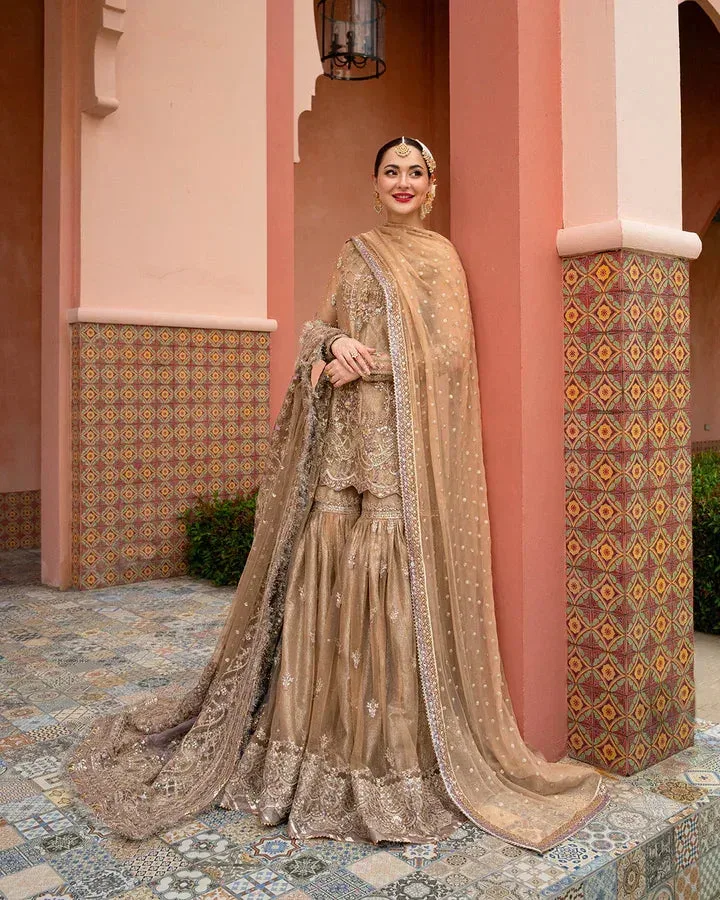 Faiza Saqlain Brown Organza – view 3 – Poshaq
