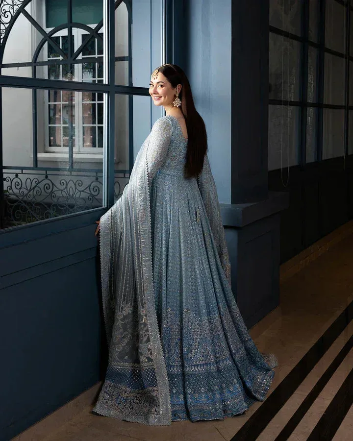 Faiza Saqlain Blue Organza – view 3 – Poshaq