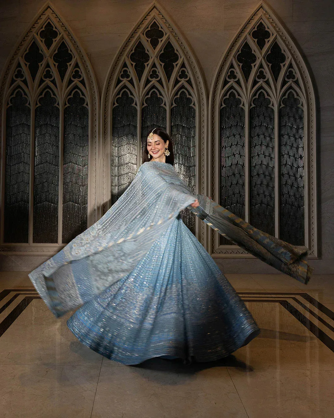 Faiza Saqlain Blue Organza – view 6 – Poshaq