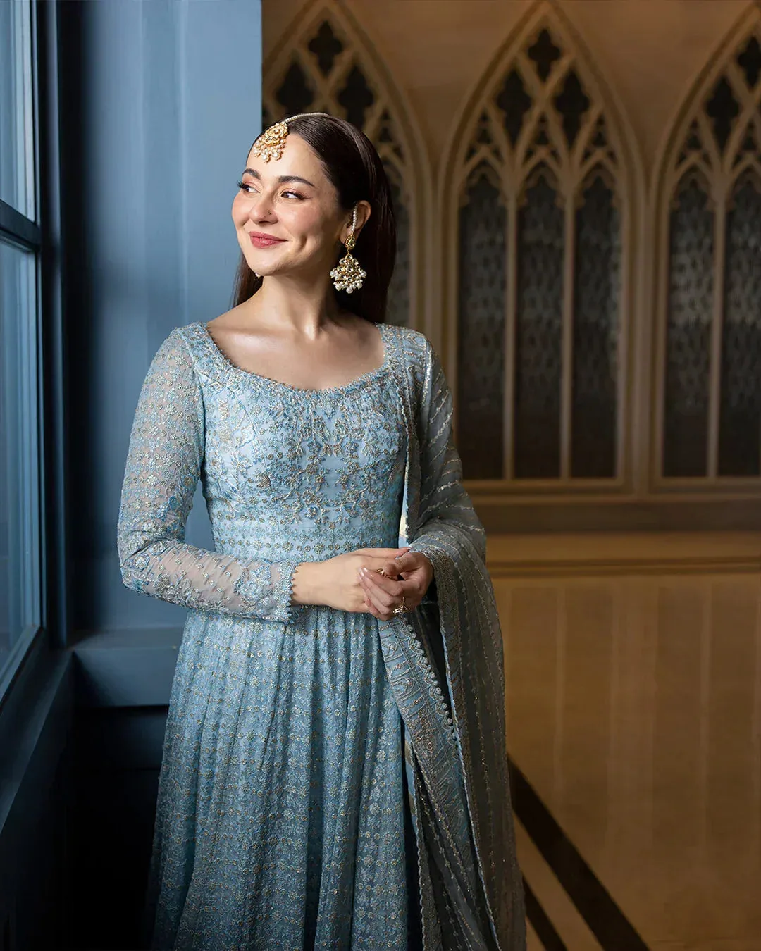 Faiza Saqlain Blue Organza – view 7 – Poshaq