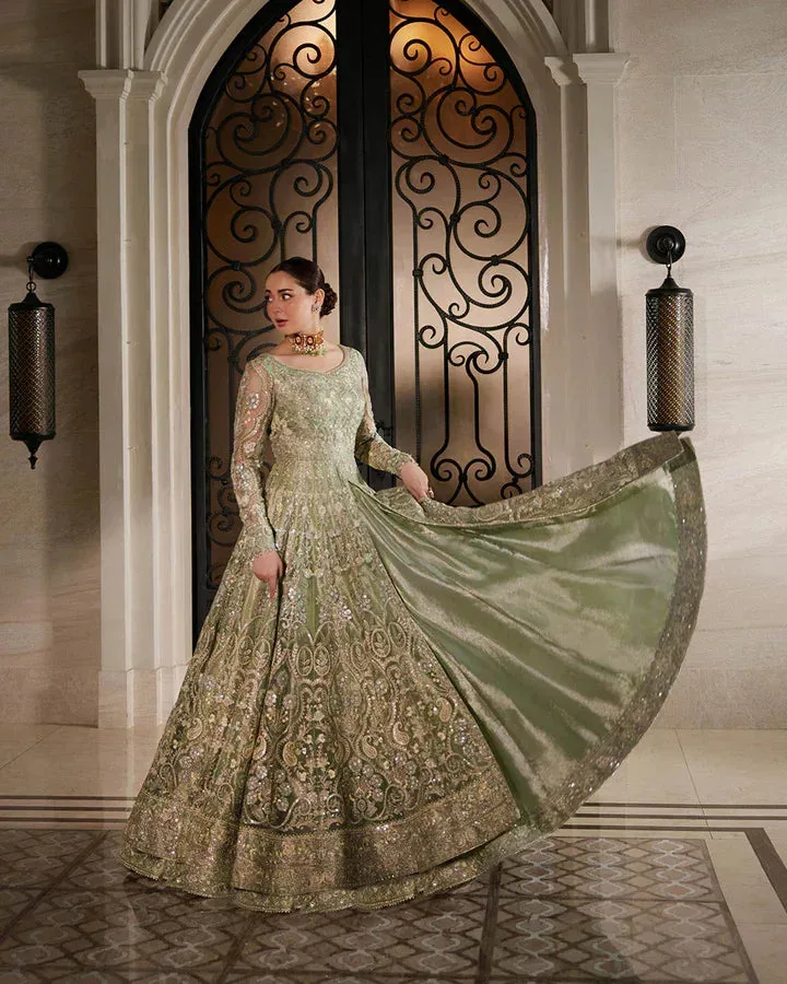Faiza Saqlain Green Organza – view 2 – Poshaq