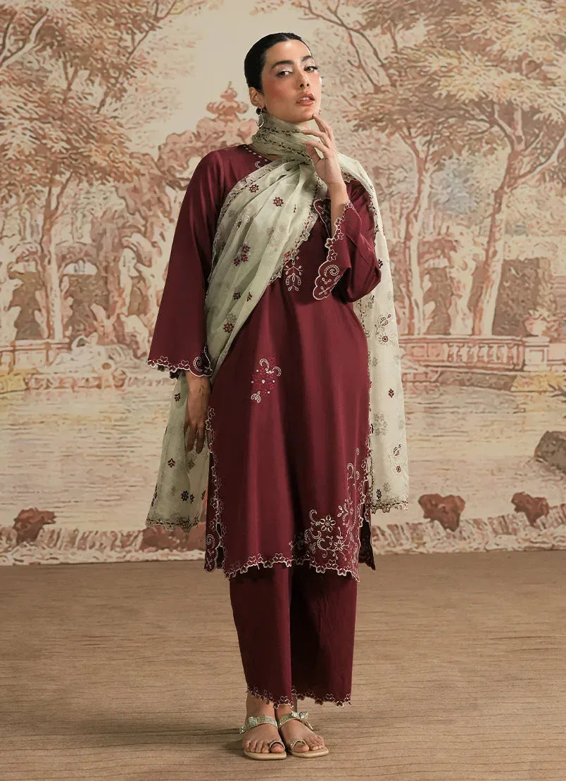 Image Spring the Tea Maroon Organza – view 2 – Poshaq