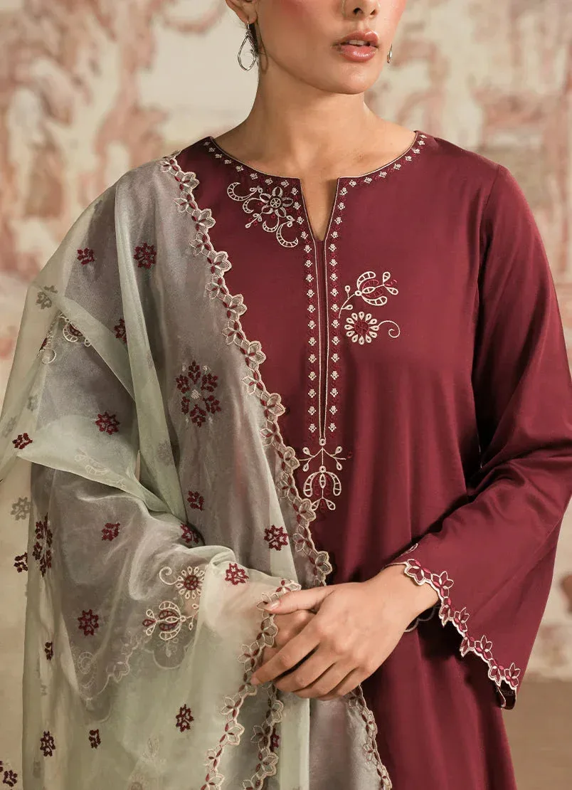 Image Spring the Tea Maroon Organza – view 3 – Poshaq