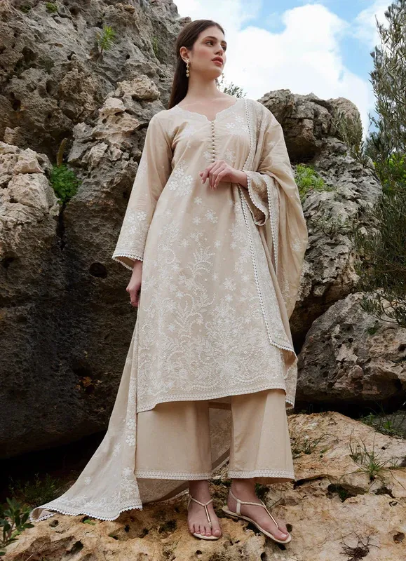 Image Lawnkari 25 Beige Cambric – view 1 – Poshaq