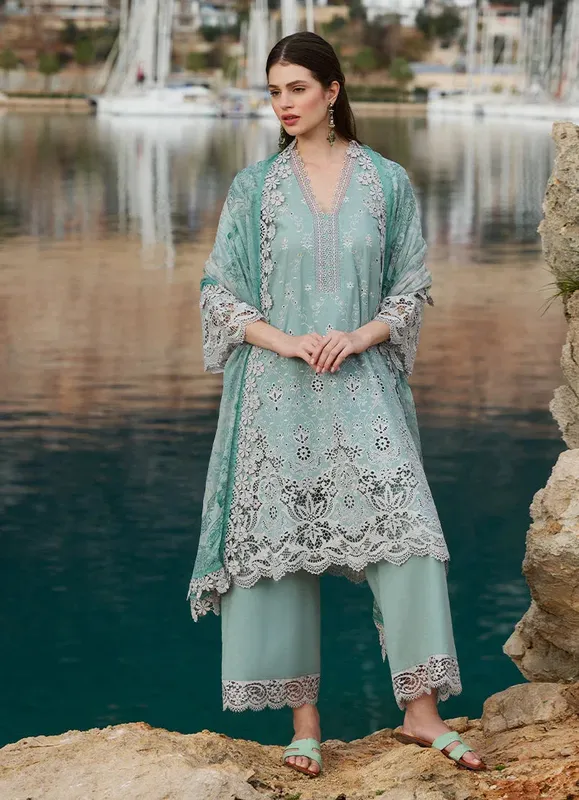 Image Lawnkari 25 Jade Green Chiffon – view 1 – Poshaq