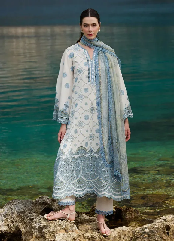 Image Lawnkari 25 Off White Chiffon – view 1 – Poshaq
