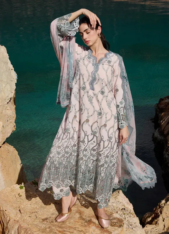 Image Lawnkari 25 Pink Chiffon – view 1 – Poshaq