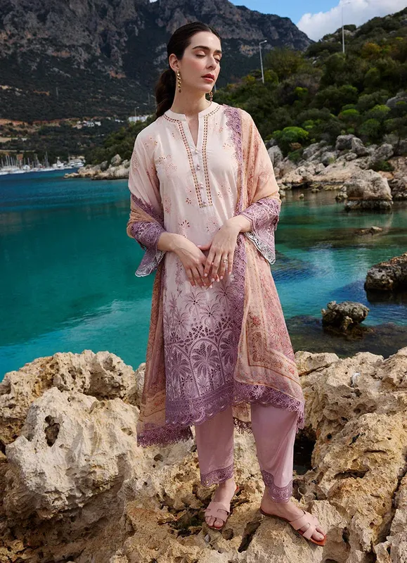 Image Lawnkari 25 Peach Pink Chiffon – view 1 – Poshaq