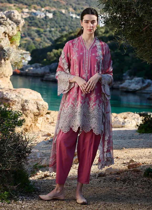 Image Lawnkari 25 Rose Pink Chiffon – view 1 – Poshaq