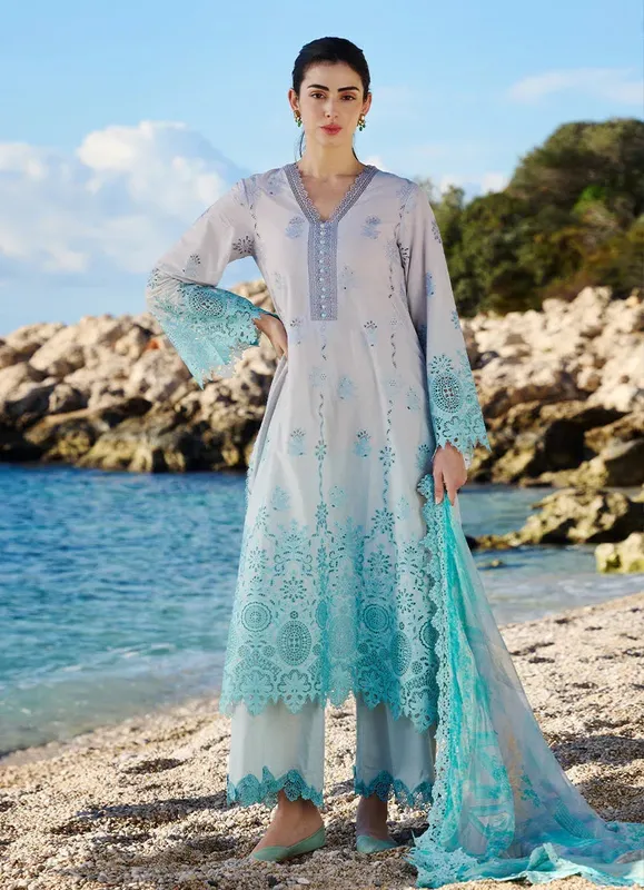 Image Lawnkari 25 Cloud Gray Chiffon – view 1 – Poshaq