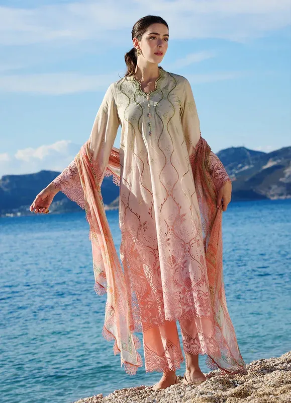 Image Lawnkari 25 Ivory Chiffon – view 1 – Poshaq