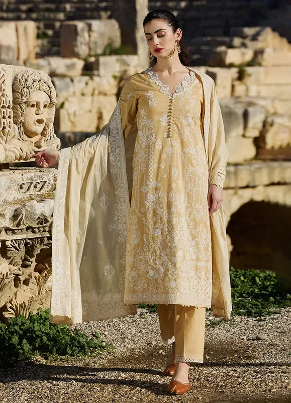 Image Lawnkari 25 Beige Cambric – view 1 – Poshaq