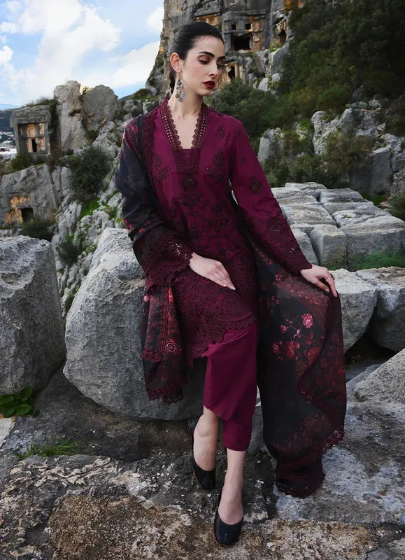 Image Lawnkari 25 Wine Berry Cambric – view 1 – Poshaq