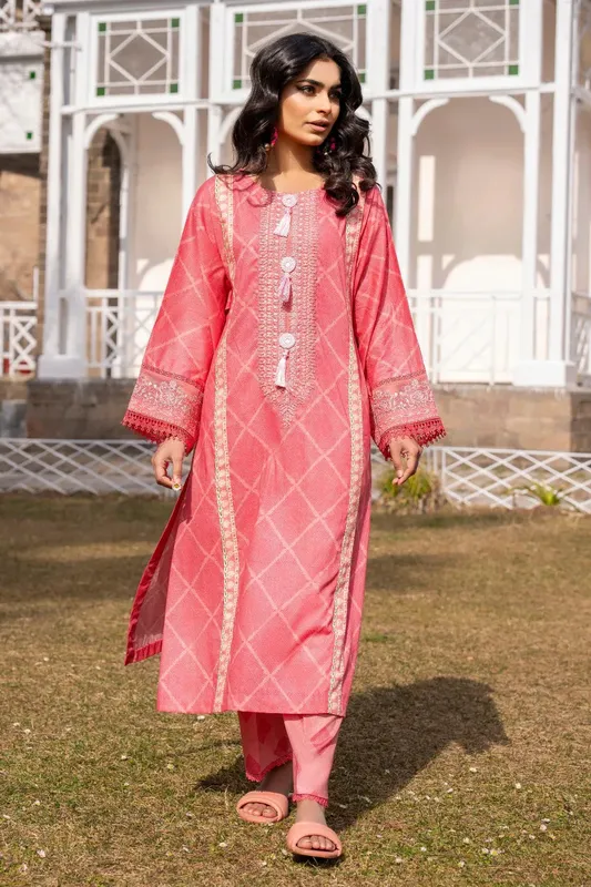 Ittehad Embroidered Lawn Red Organza – view 1 – Poshaq