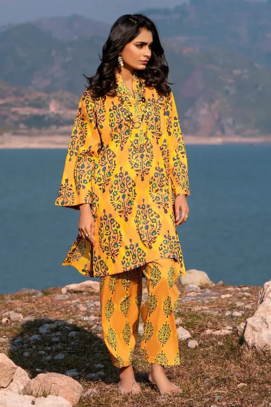 Ittehad Embroidered Lawn Yellow Lawn – view 1 – Poshaq