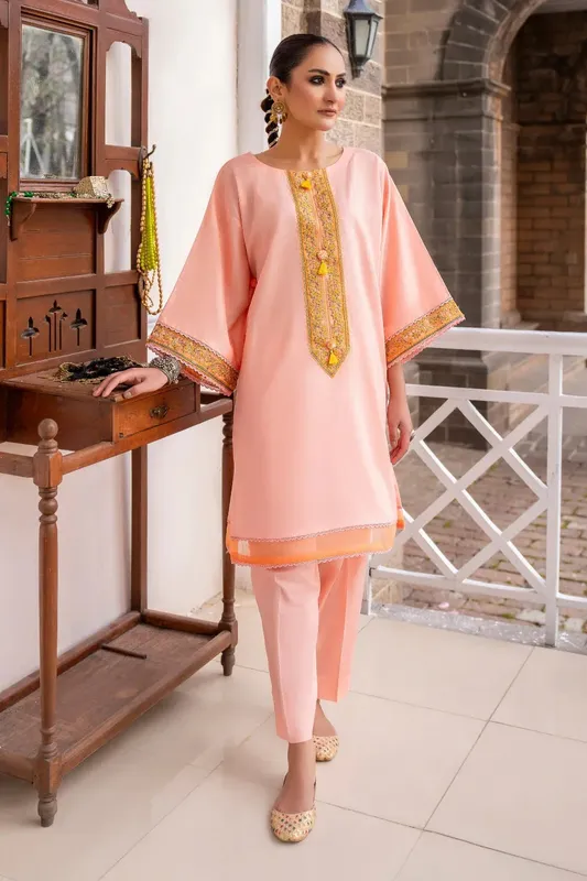 Ittehad Embroidered Lawn Pink Organza – view 1 – Poshaq