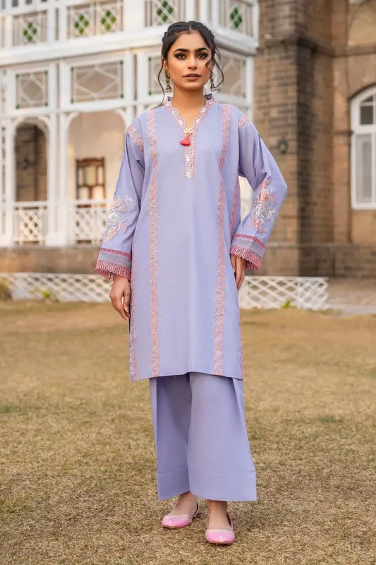 Ittehad Embroidered Lawn Purple Organza – view 1 – Poshaq