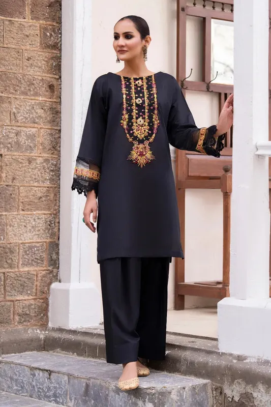 Ittehad Embroidered Lawn Black Organza – view 1 – Poshaq