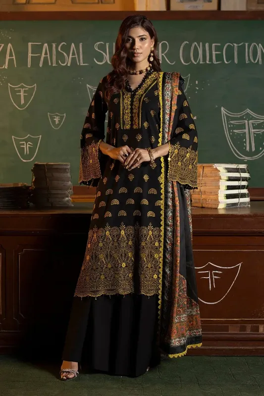Ittehad Embroidered Lawn Black Organza – view 1 – Poshaq