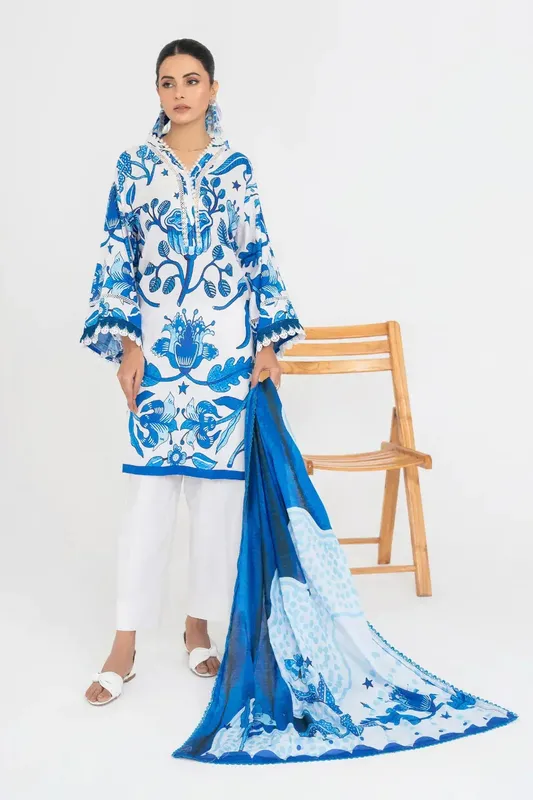 Ittehad Printed Lawn 24 White Lawn – view 1 – Poshaq