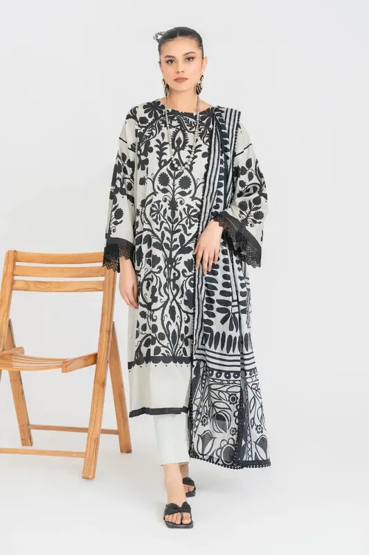 Ittehad Printed Lawn 24 Off White Lawn – view 1 – Poshaq