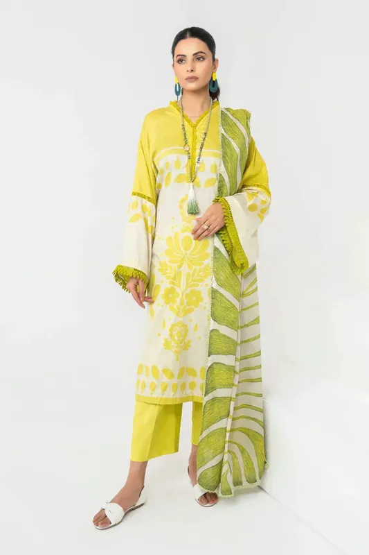 Ittehad Printed Lawn 24 Green Lawn – view 1 – Poshaq