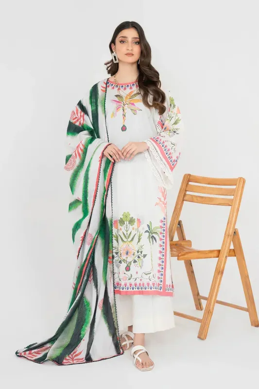 Ittehad Printed Lawn 24 Off White Lawn – view 1 – Poshaq