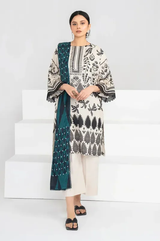 Ittehad Printed Lawn 24 Beige Lawn – view 1 – Poshaq