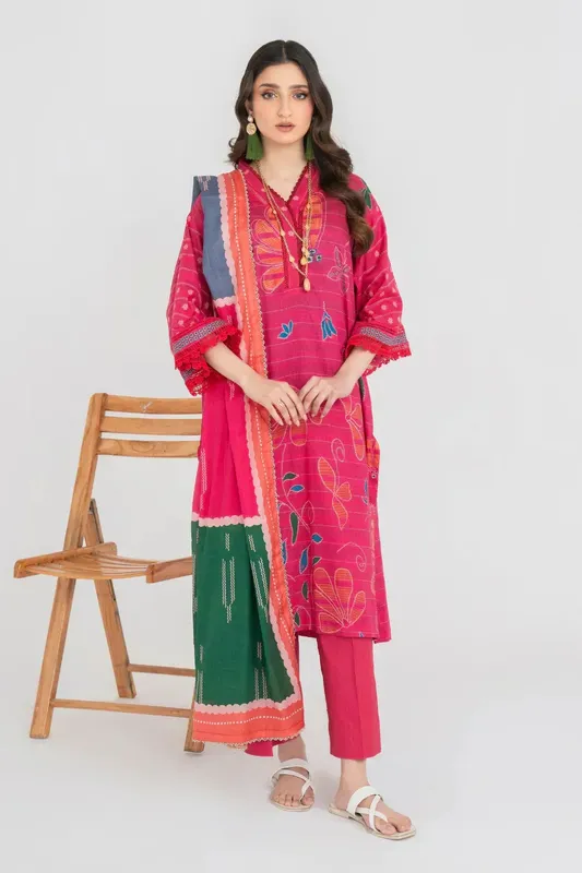 Ittehad Printed Lawn 24 Red Lawn – view 1 – Poshaq