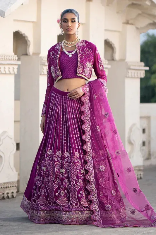 Ittehad Dilruba Wedding Formals Purple Raw Silk – view 1 – Poshaq