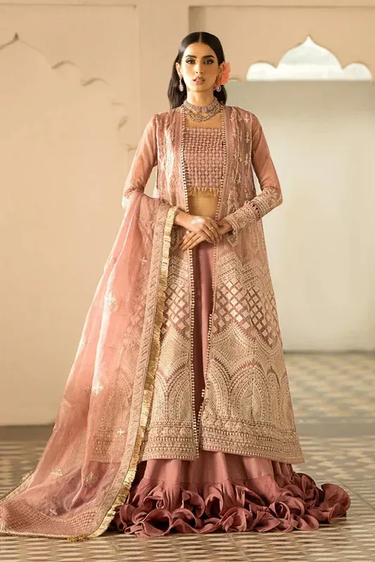 Ittehad Dilruba Wedding Formals Pink Raw Silk – view 1 – Poshaq