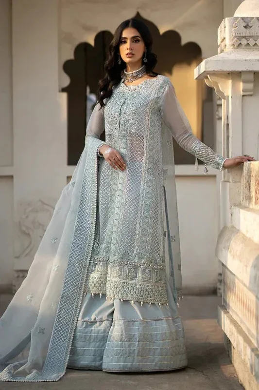 Ittehad Dilruba Wedding Formals Blue Raw Silk – view 1 – Poshaq