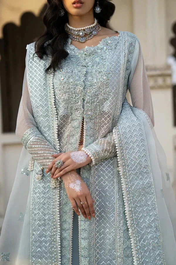 Ittehad Dilruba Wedding Formals Blue Raw Silk – view 4 – Poshaq