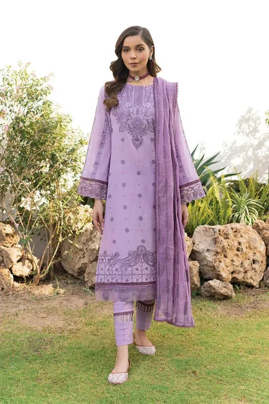 Iznik Lawnkari 24 Lavender Organza – view 1 – Poshaq
