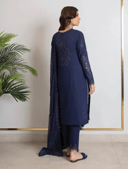 Iznik Lawnkari 24 Blue Organza – view 2 – Poshaq