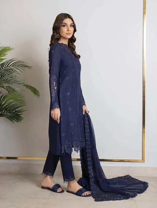 Iznik Lawnkari 24 Blue Organza – view 5 – Poshaq