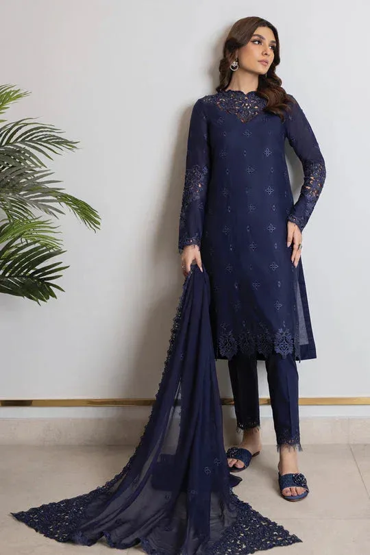 Iznik Lawnkari 24 Blue Organza – view 6 – Poshaq