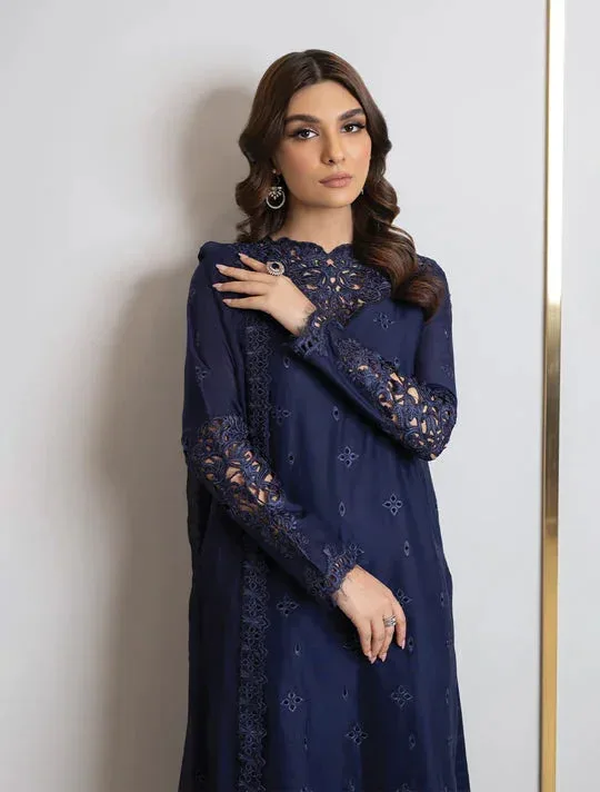 Iznik Lawnkari 24 Blue Organza – view 7 – Poshaq