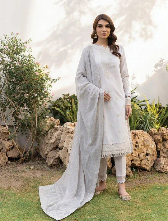 Iznik Lawnkari 24 White Organza – view 1 – Poshaq