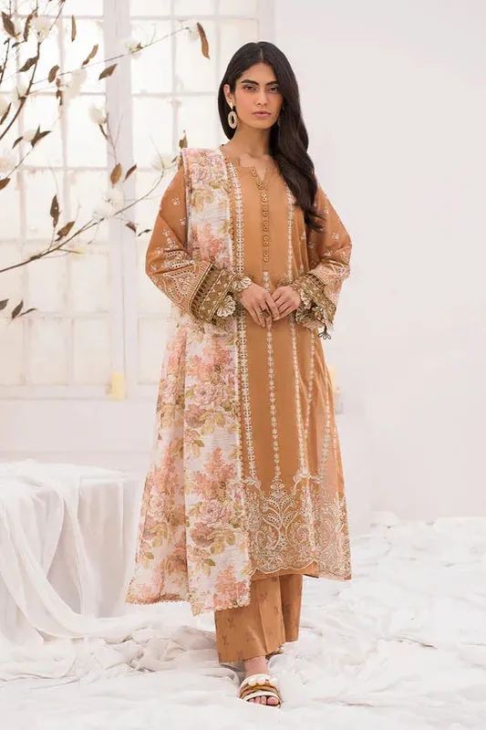 Iznik Lawnkari 24 Brown Organza – view 1 – Poshaq