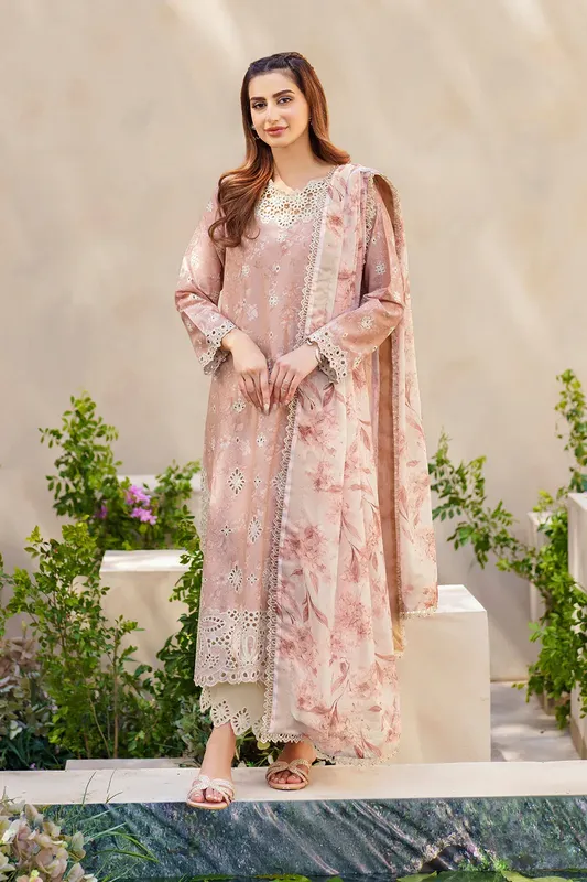 Iznik Festive lawn 24 Pink Organza – view 1 – Poshaq