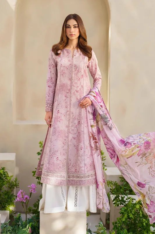 Iznik Exclusive Lawn Lilac Organza – view 1 – Poshaq