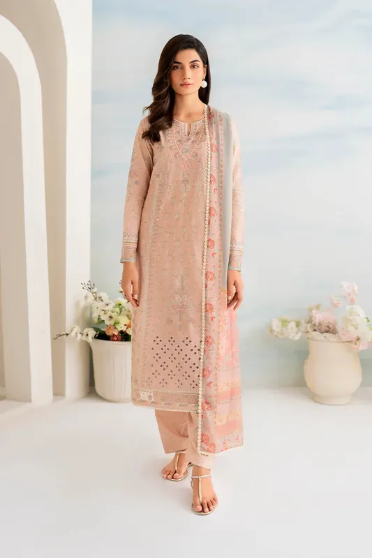 Iznik Guzel lawn 24 Pink Organza – view 1 – Poshaq