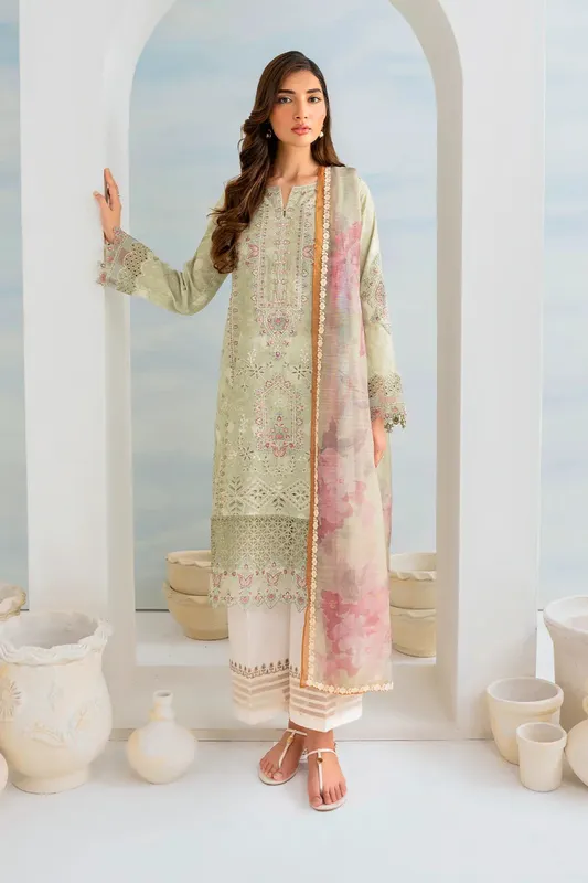 Iznik Guzel lawn 24 Green Organza – view 1 – Poshaq