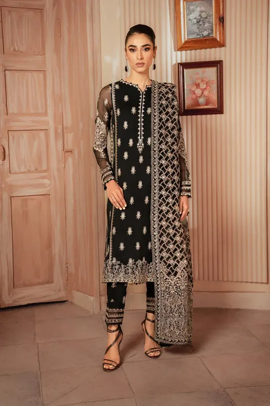 Iznik Chiffonkari Formals Black Organza – view 1 – Poshaq