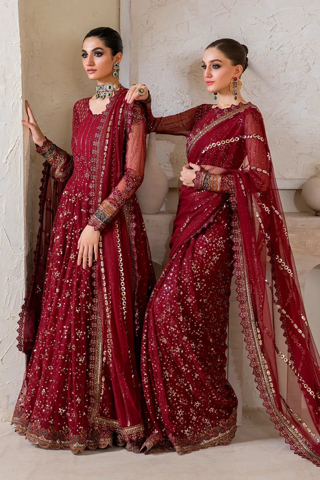 Iznik Chinnon Chiffon Maroon Raw Silk – view 2 – Poshaq