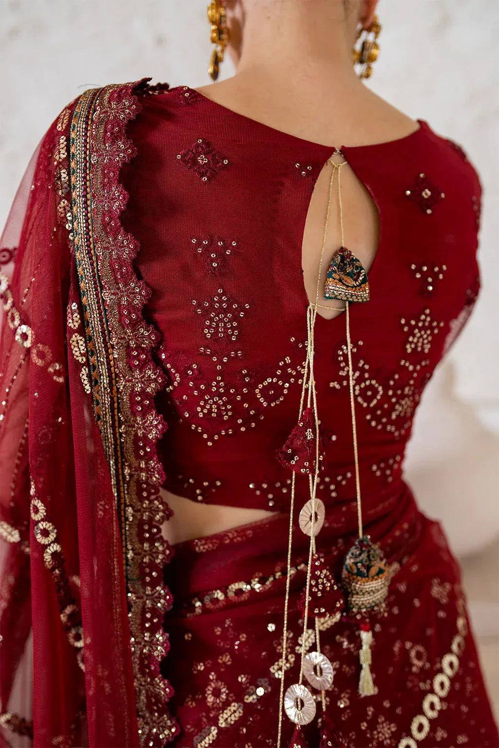 Iznik Chinnon Chiffon Maroon Raw Silk – view 4 – Poshaq