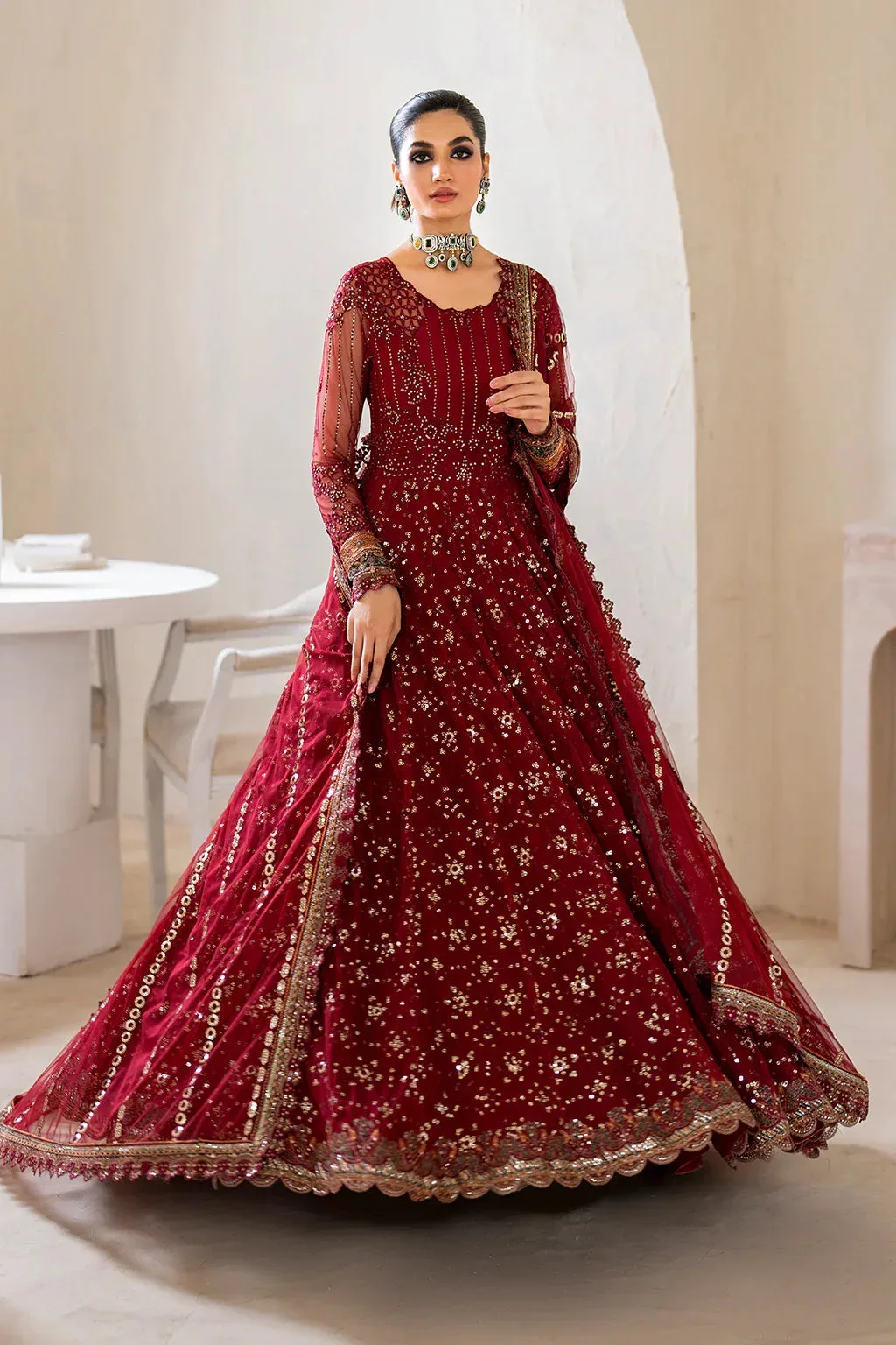 Iznik Chinnon Chiffon Maroon Raw Silk – view 7 – Poshaq