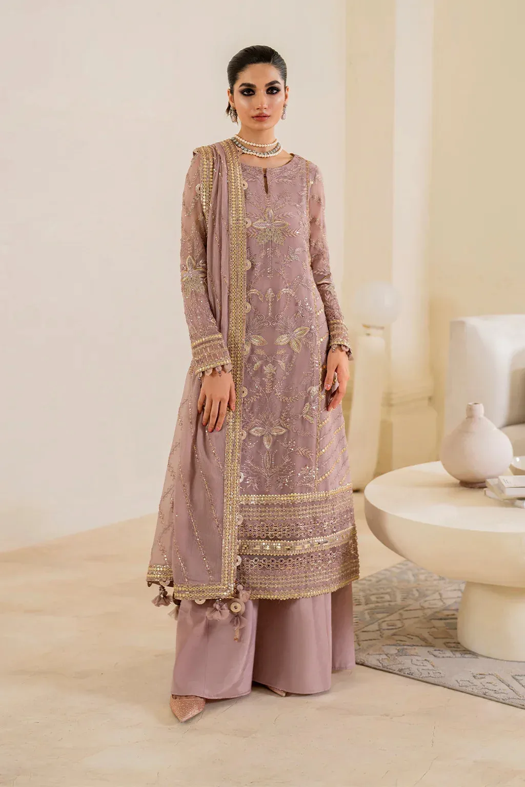 Iznik Chinnon Chiffon Lilac Raw Silk – view 1 – Poshaq