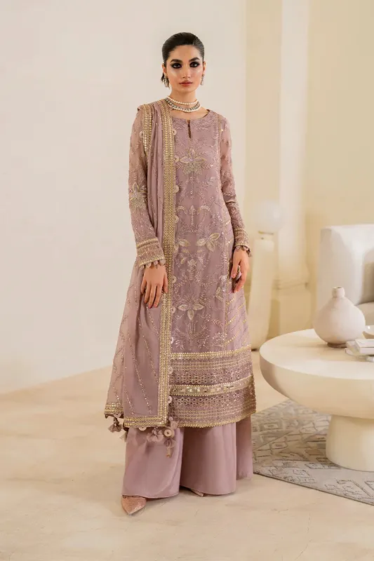 Iznik Chinnon Chiffon Lilac Raw Silk – view 1 – Poshaq